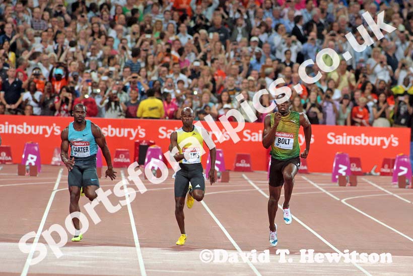 Usain Bolt, 100 metres,  2013 IAAF Diamond League, Sainsbury's Anniversary Games, Queen Elizabeth Olympic Park, London.